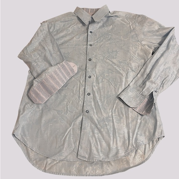 Robert Graham Classic Fit Blue Toile Stripe Button Up Flip Cuff Sz L - Picture 4 of 9